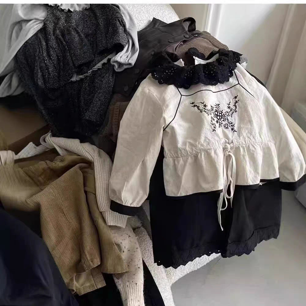 Arrival Autumn Baby Girls Long Sleeves Vine Embroidery Pattern Top and Solid Color Trousers – Clothing Set, MyKids-USA®, Baby & Toddler Outfits, MyKids-USA - - - - - - -