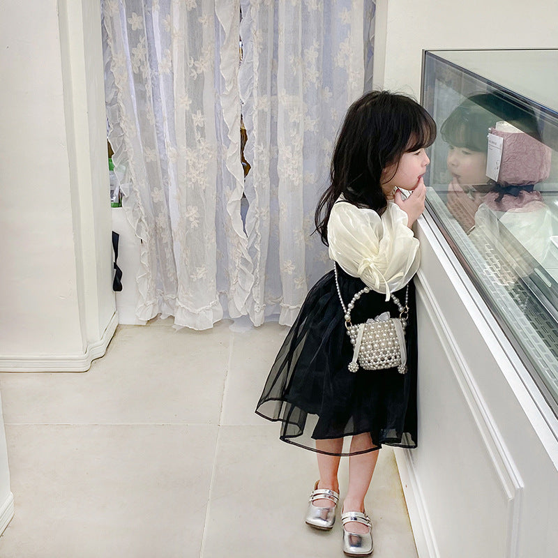 Stylish Handmade Carry-On Girls’ Portable Beaded Beige Princess Crossbody Handbag, MyKids-USA®, Handbags, MyKids-USA - - - - - - -