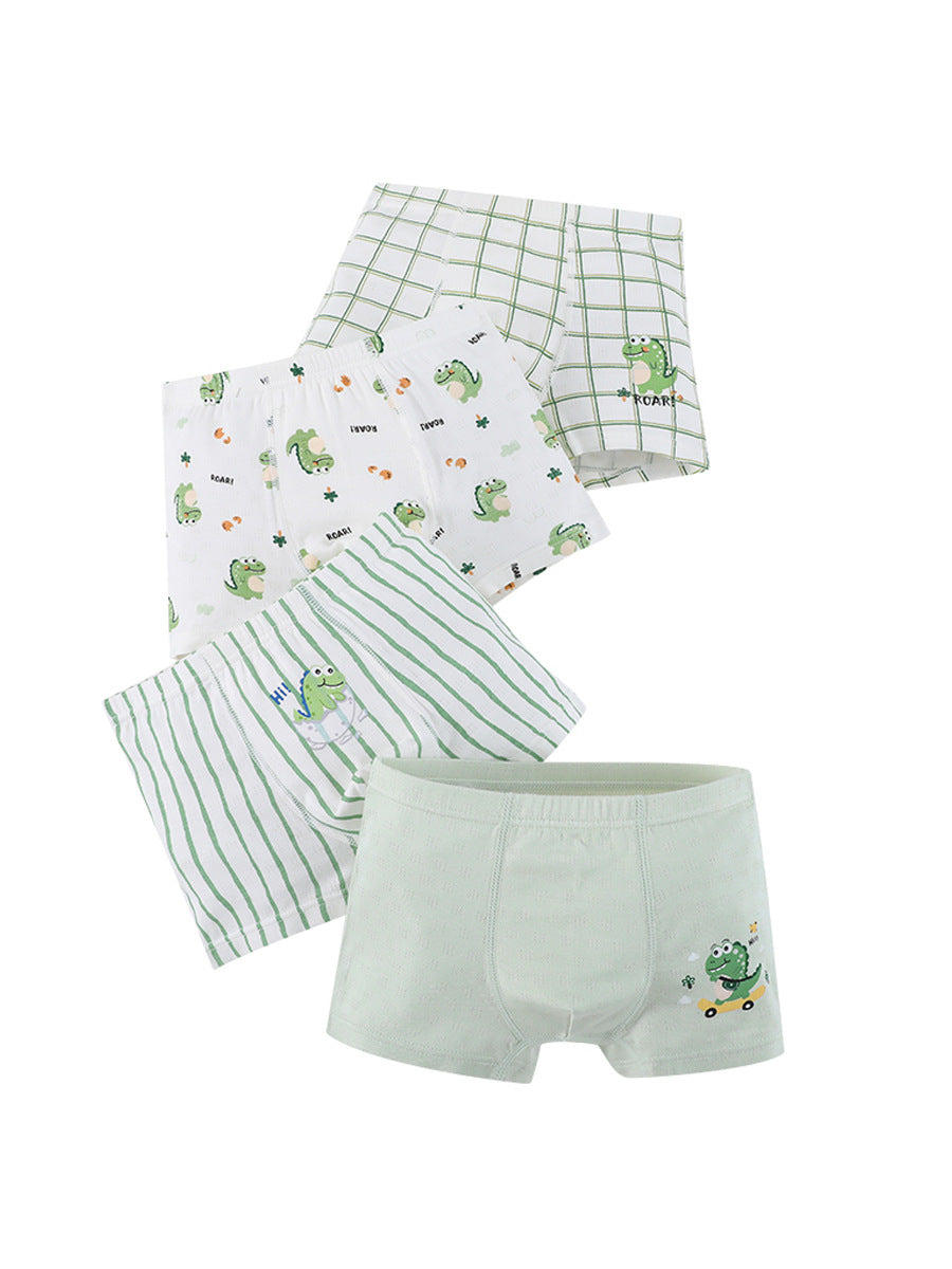 Boys’ Cartoon Pattern Printed Boxer Shorts Breathable Underwear Set, MyKids-USA®, Baby & Toddler Bottoms, MyKids-USA - Size/Age - 110 (3-5Y) - Color - Green - - - TR2408191131-B