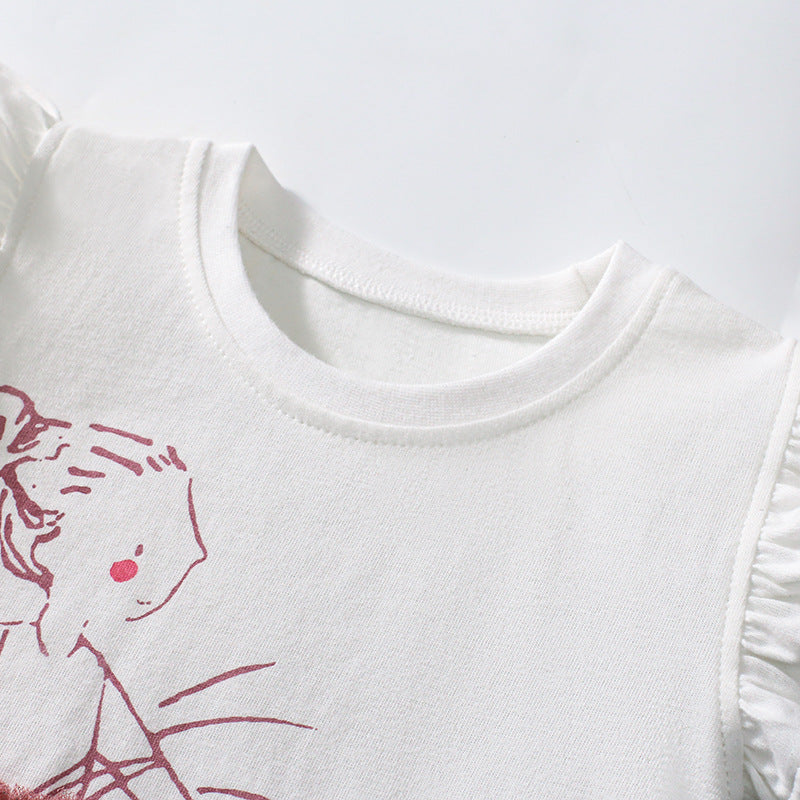 Kids’ Dancing Girls Pattern Fly Sleeves T-shirt in European and American Style for Summer, MyKids-USA®, Baby & Toddler Tops, MyKids-USA - - - - - - -