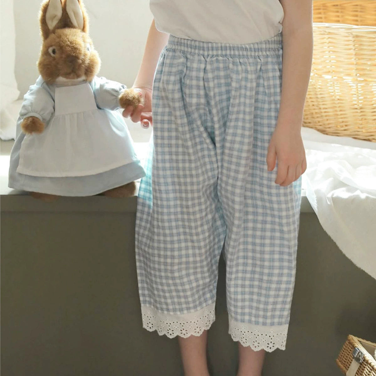 Summer Arrival Kids Girls Lace Decorated Plaid Pants, MyKids-USA®, Baby & Toddler Bottoms, MyKids-USA - - - - - - -