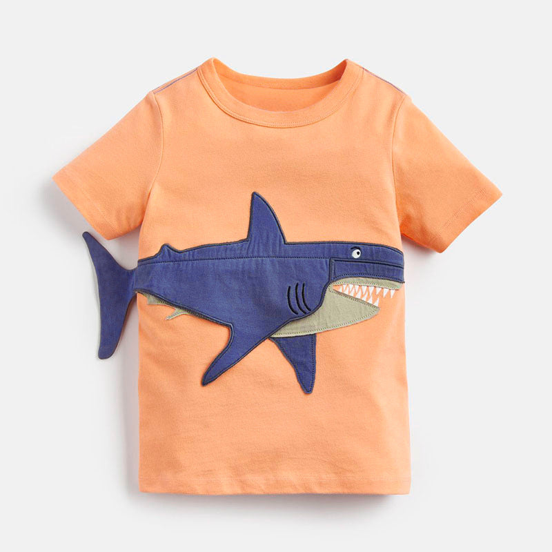 Big Shark Pattern Boys’ T-Shirt In European And American Style For Summer, MyKids-USA®, Baby & Toddler Tops, MyKids-USA - - - - - - - .