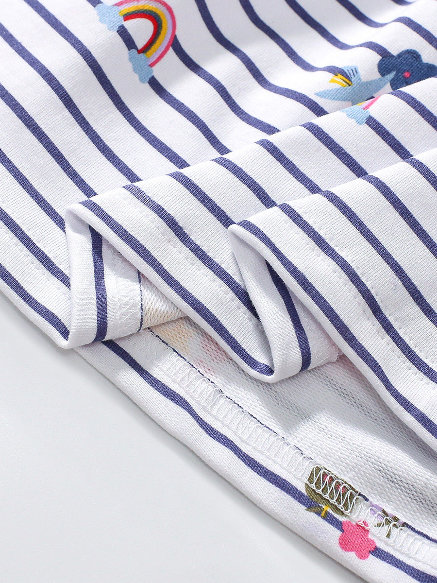 Best Selling Autumn Girls Rainbow And Striped Pattern Crew Neck Long Sleeves Dress, MyKids-USA®, Baby & Toddler Dresses, MyKids-USA - - - - - - -