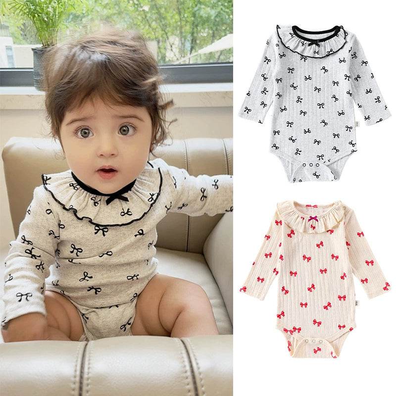 Autumn Arrival Baby Long Sleeves Butterfly-bows Pattern Onesies, MyKids-USA®, Baby One-Pieces, MyKids-USA - - - - - - -