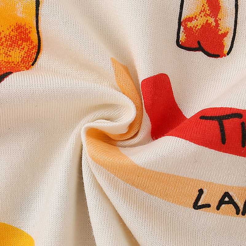 Girls’ Cartoon Orange Dinosaur Pattern Short Sleeves T-Shirt In European And American Style For Summer, MyKids-USA®, Baby & Toddler Tops, MyKids-USA - - - - - - -