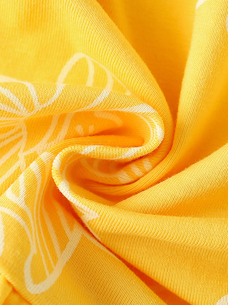 Summer Arrival Girls’ Flowers Pattern Fly Sleeves Crew Neck Yellow Dress, MyKids-USA®, Baby & Toddler Dresses, MyKids-USA - - - - - - -