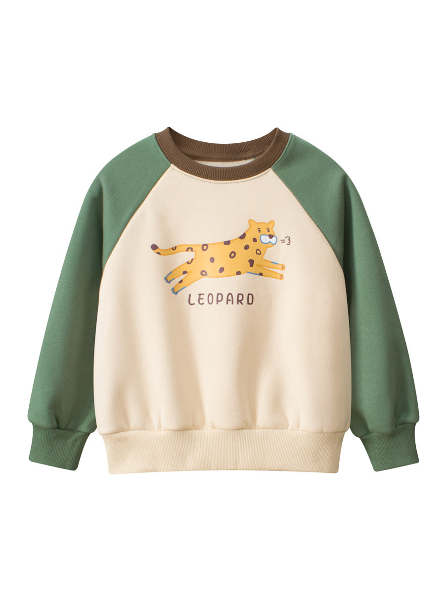 Arrival Baby Kids Boys Leopard Cartoon and Letters Pattern Crew Neck Long Sleeves Warm Cozy Pullover, MyKids-USA®, Sweatshirts, MyKids-USA - - - - - - - .
