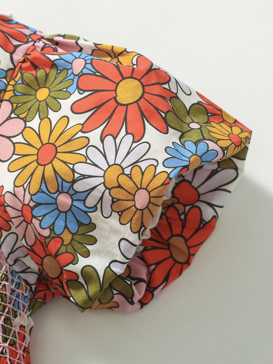 Design Summer Girls Flowers Print Lace Collar Dress, MyKids-USA®, Baby & Toddler Dresses, MyKids-USA - - - - - - -