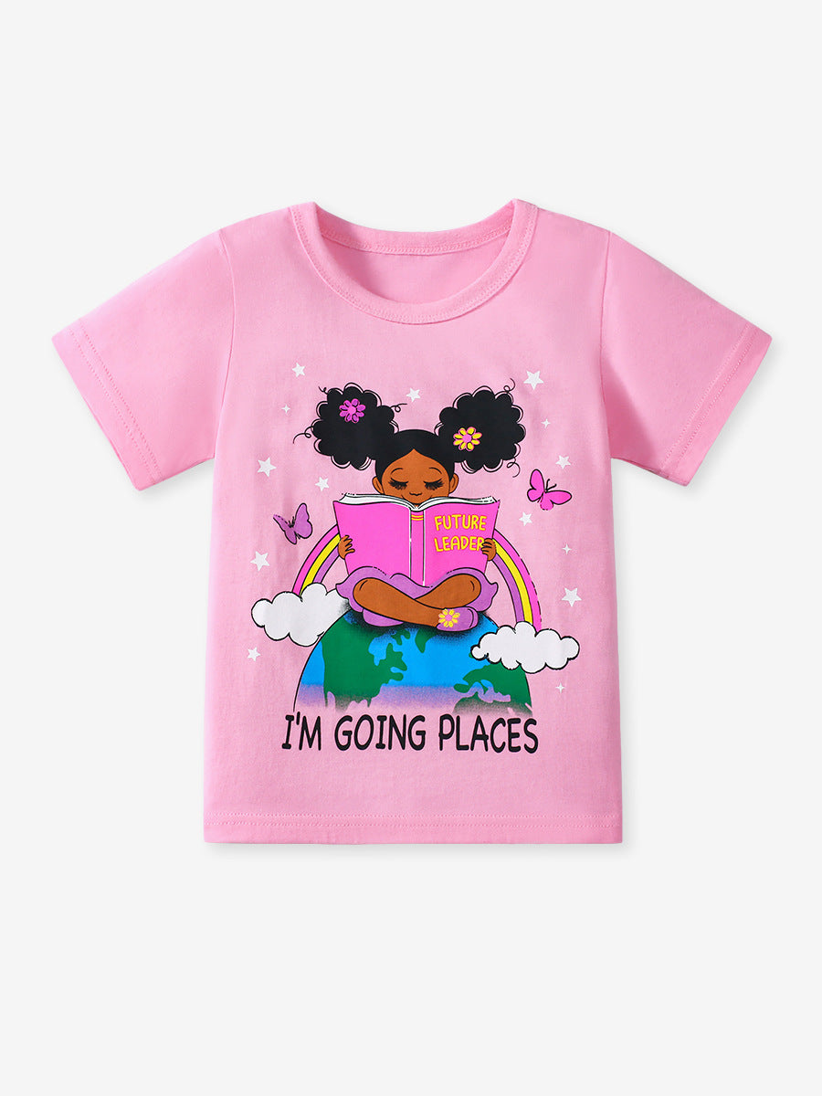 Kids’ Mermaid Cartoon Pattern Short Sleeves T-shirt in European and American Style for Summer, MyKids-USA®, Baby & Toddler Tops, MyKids-USA - - - - - - -