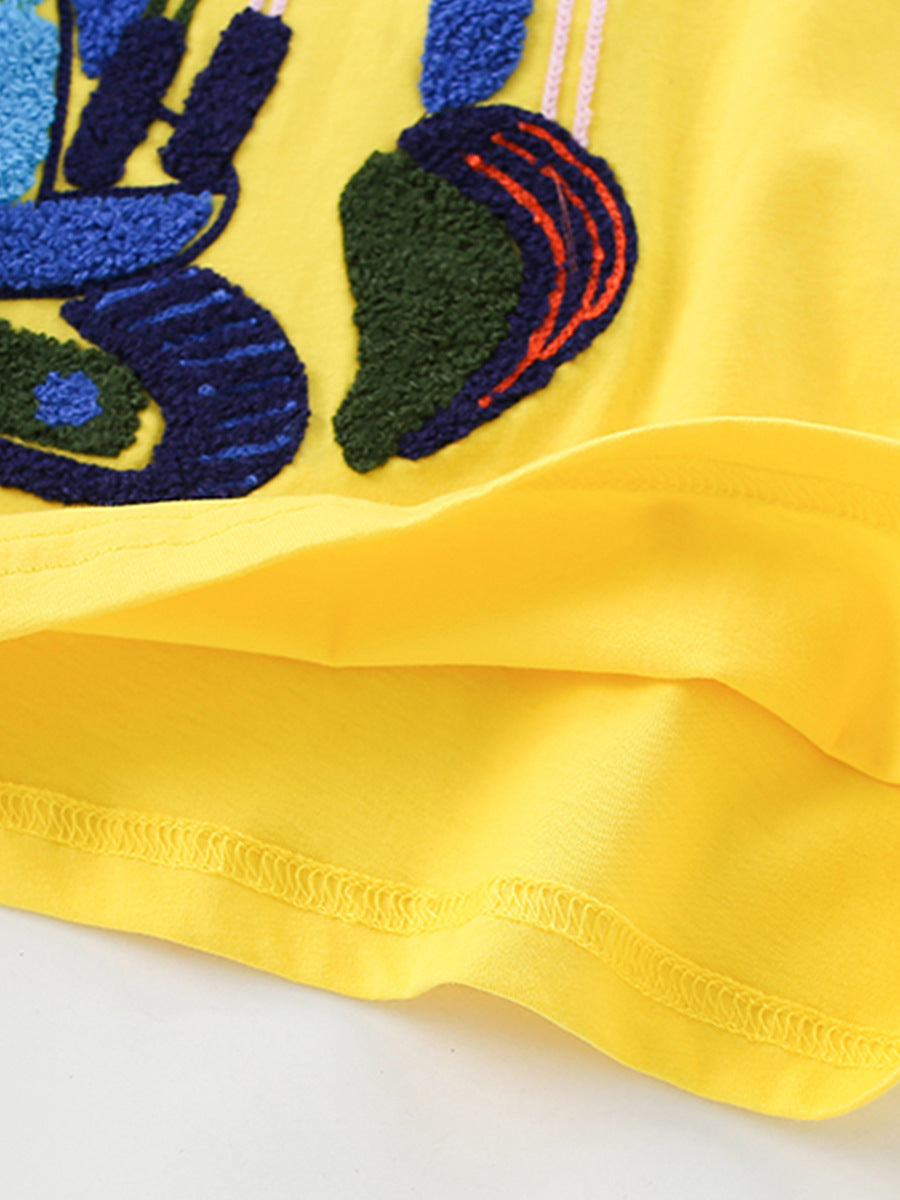 Summer Boys’ Fluffy Embroidery Pattern T-shirt in European and American Style, MyKids-USA®, T-Shirts, MyKids-USA - - - - - - - .