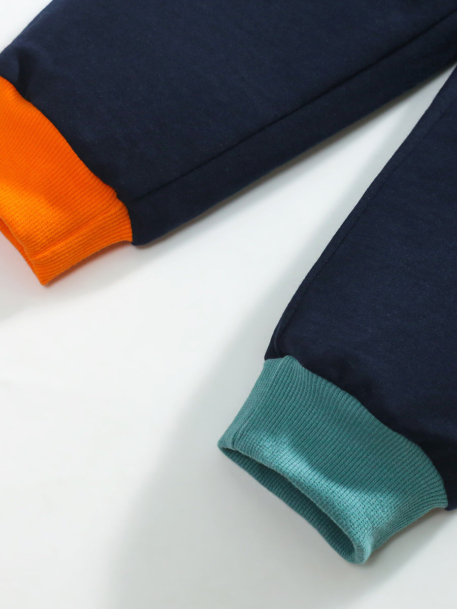 High Quality Spring And Autumn Boys Color Patchwork Long Sleeves Top Pullover Hoodie And Pants Clothing Set, MyKids-USA®, Baby & Toddler Outfits, MyKids-USA - - - - - - -