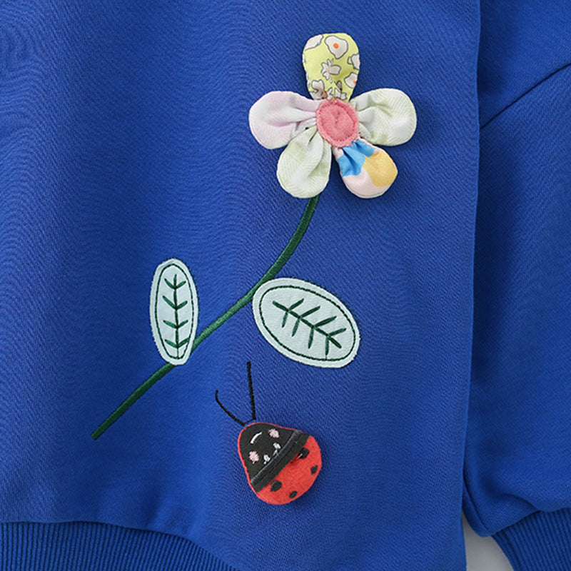 Autumn and Spring Arrival Flowers and Insects Cartoon Pattern Long Sleeves Pullover for Stylish Girls, MyKids-USA®, Sweatshirts, MyKids-USA - - - - - - -