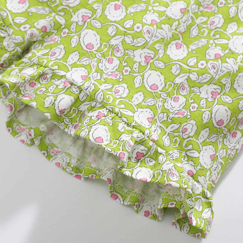 Summer Baby Kids Flower Pattern Vest and Green Shorts Clothing Set for Girls, MyKids-USA®, Baby & Toddler Outfits, MyKids-USA - - - - - - -