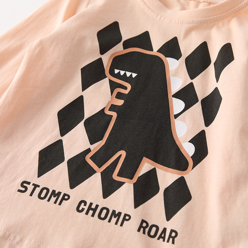 Autumn and Spring Arrival Cartoon and Geometric Pattern Long Sleeves Top for Boys, MyKids-USA®, Shirts, MyKids-USA - - - - - - -