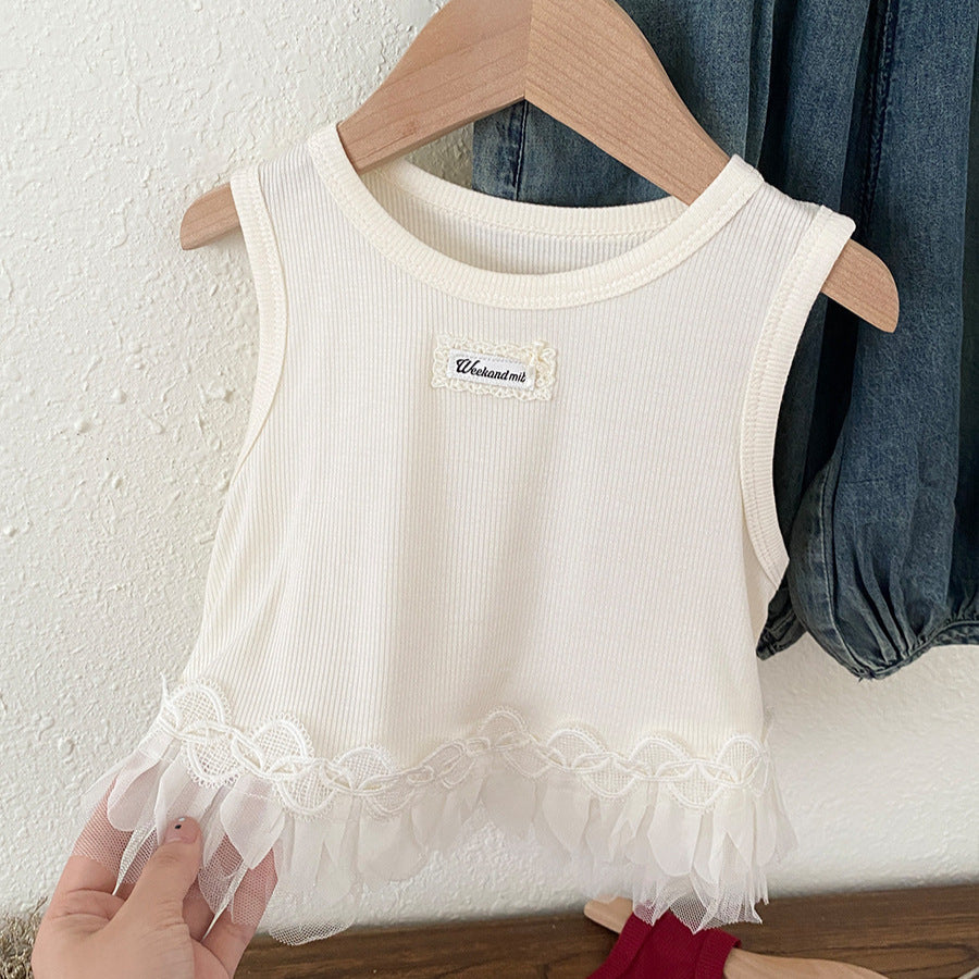 Arrival Summer Baby Kids Girls Sleeveless Lace Trim Color Patchwork Vest, MyKids-USA®, Baby & Children's Tops, MyKids-USA - - - - - - - .