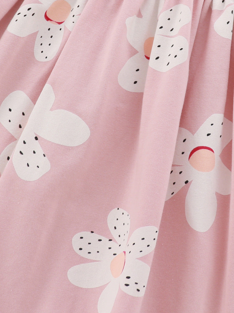 Spring And Summer Baby Girls Short Sleeves Floral Pink Dress, MyKids-USA®, Baby & Toddler Dresses, MyKids-USA - - - - - - -