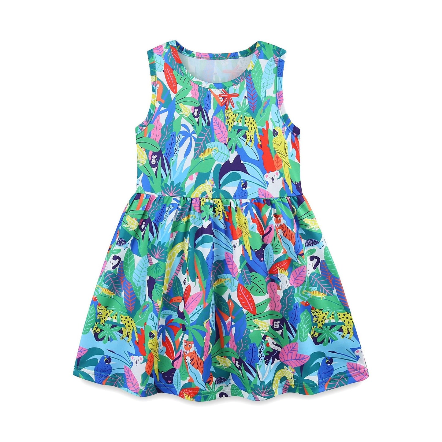 Summer Arrival Jungle and Animals Pattern Sleeveless Dress for Stylish Girls, MyKids-USA®, Baby & Toddler Dresses, MyKids-USA - - - - - - -