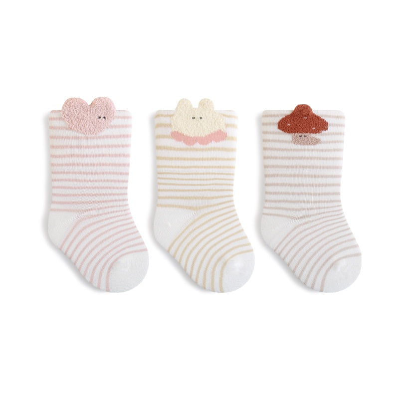 Autumn Arrival Baby Unisex Breathable Cute Cartoon Pattern Socks 1 Lot=3-Pair Set, MyKids-USA®, Baby & Toddler Socks & Tights, MyKids-USA - Size/Age - XS (0-6M) - Color - Pink - - - TR2511140108-E