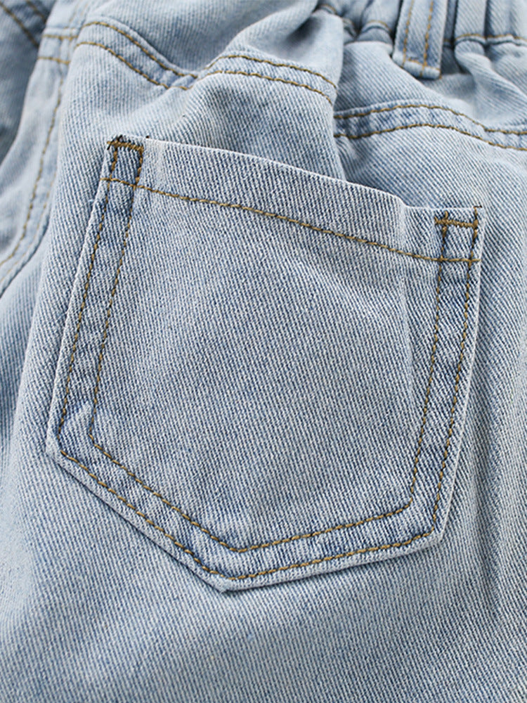 Summer Baby Kids Girls Teddy Bear Pattern Plaid Crew Neck Shirt And Denim Shorts Clothing Set, MyKids-USA®, Baby & Toddler Outfits, MyKids-USA - - - - - - -