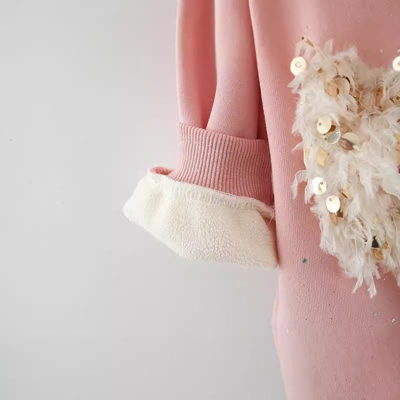 Autumn and Winter Arrival Girls Fleece Comfortable Long Sleeves Sequin Wing Decorated Top Cute Sweater, MyKids-USA®, Baby & Toddler Outerwear, MyKids-USA - - - - - - -