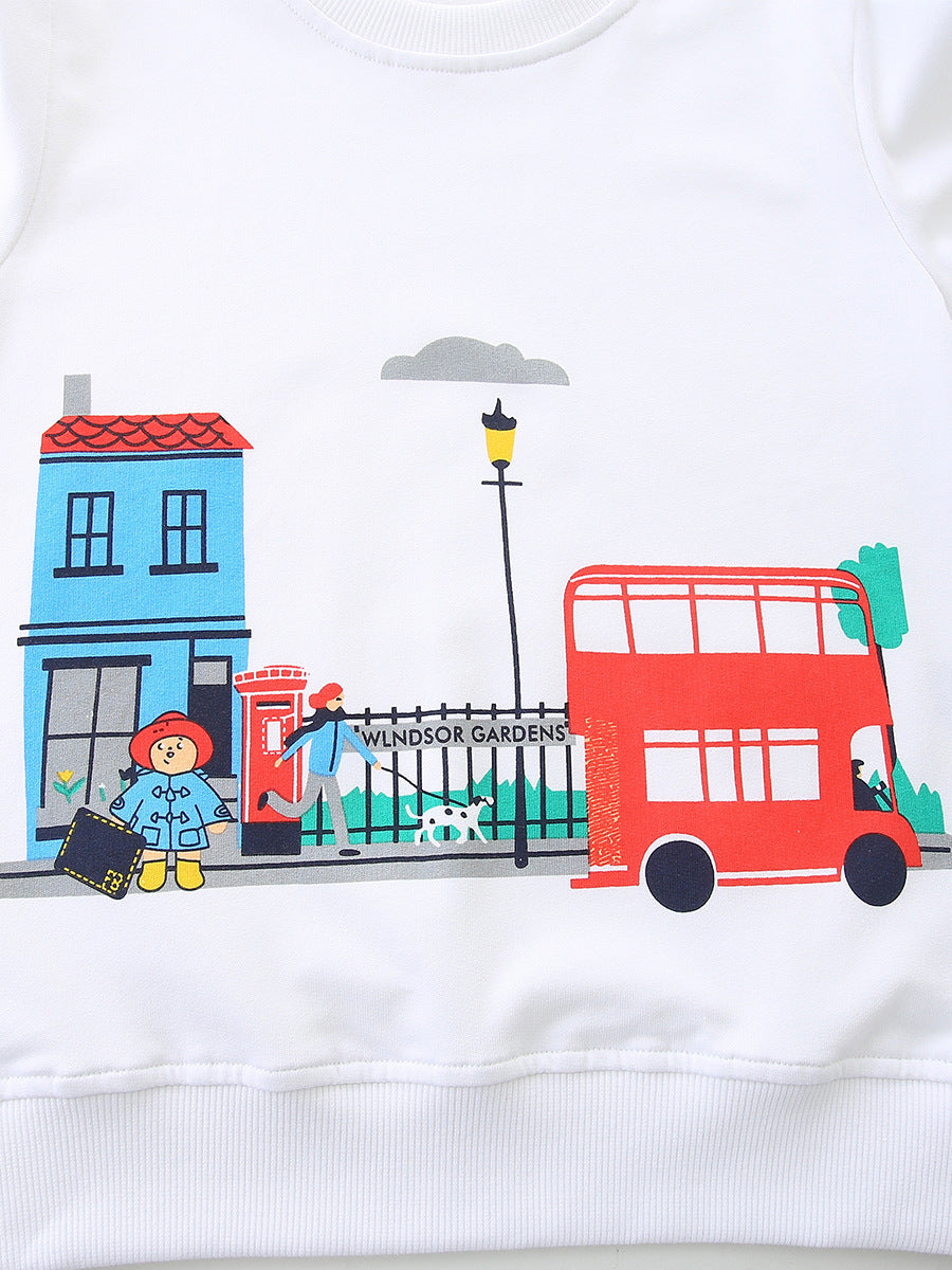 Autumn and Spring Arrival Cartoon Pattern Long Sleeves Pullover for Stylish Girls
