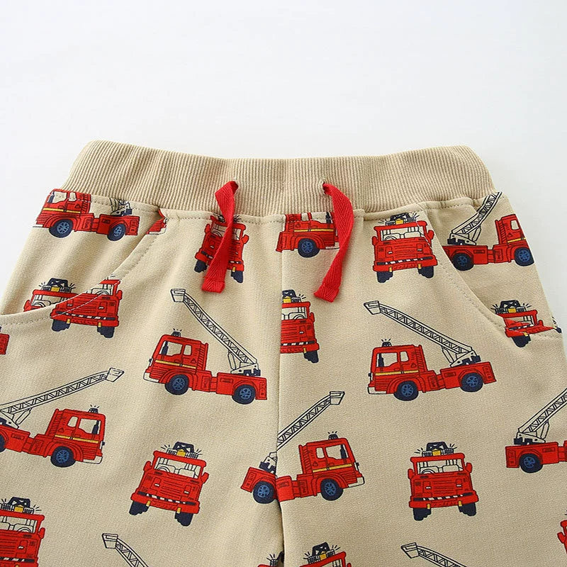 Summer Arrival Kids Boys Cotton Casual Style Cartoon Fire Engines Pattern Shorts, MyKids-USA®, Shorts, MyKids-USA - - - - - - -