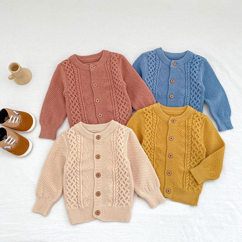 Arrival Autumn Baby Unisex Long Sleeves Geometric Jacquard Pattern Knitted Top Cardigan Sweater, MyKids-USA®, Cardigans, MyKids-USA - - - - - - -