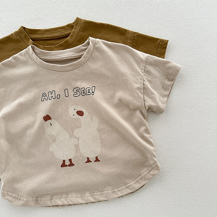 Summer Arrival Kids Unisex Soft Comfortable Short Sleeves Silly Duck Pattern Top Casual T-Shirt, MyKids-USA®, Baby & Toddler Tops, MyKids-USA - - - - - - -