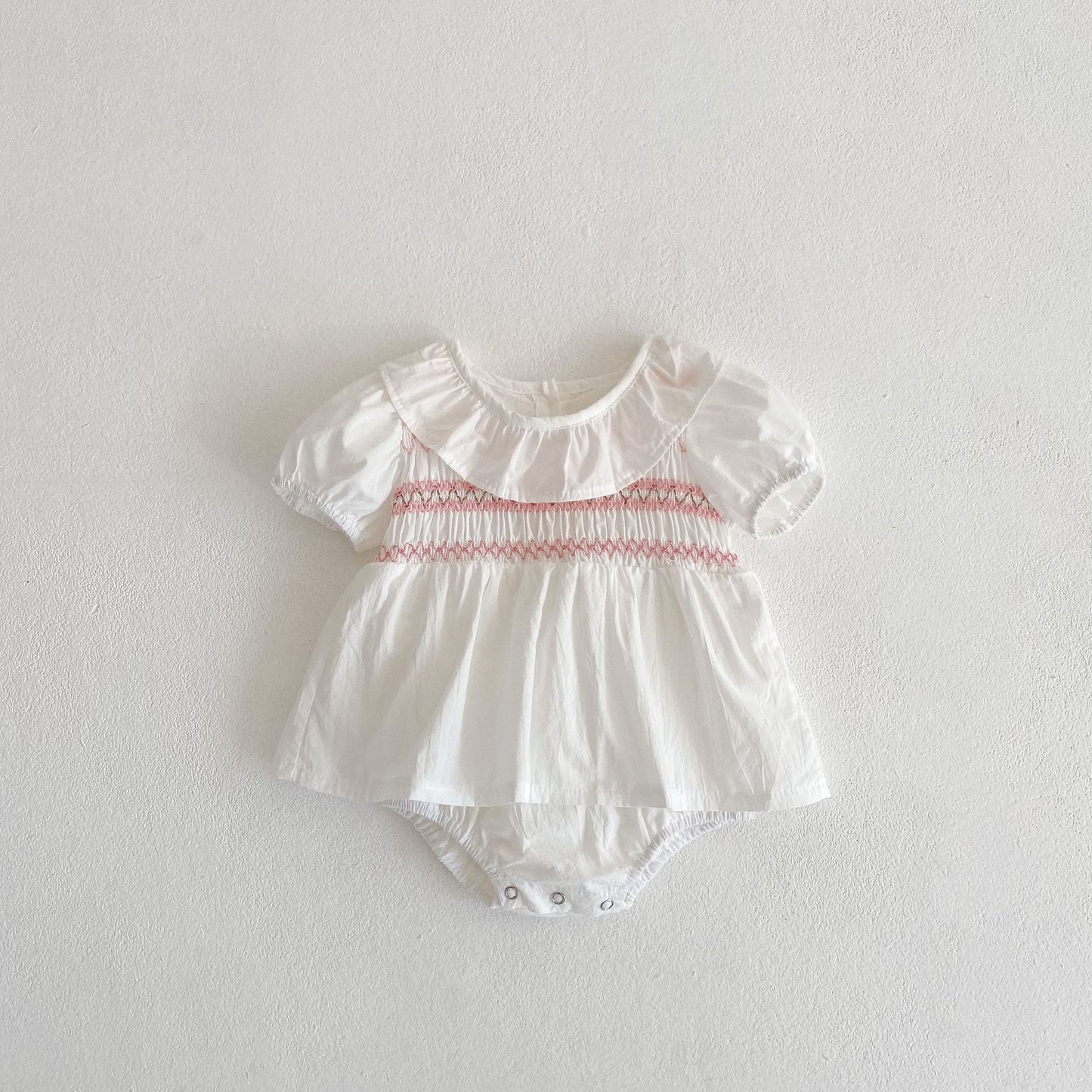 Summer Girls Ruffle Collar bodysuit And Girls’ Dress – Princess Sister Matching Set, MyKids-USA®, Baby & Toddler Outfits, MyKids-USA - Size/Age - 66 (3-6M) - Color - Pink - - - TR2401231449-B.