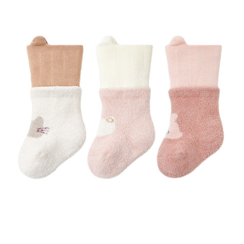 Winter Arrival Baby Unisex Breathable Animals Pattern Color Patchwork Socks 1 Lot=3-Pair Set