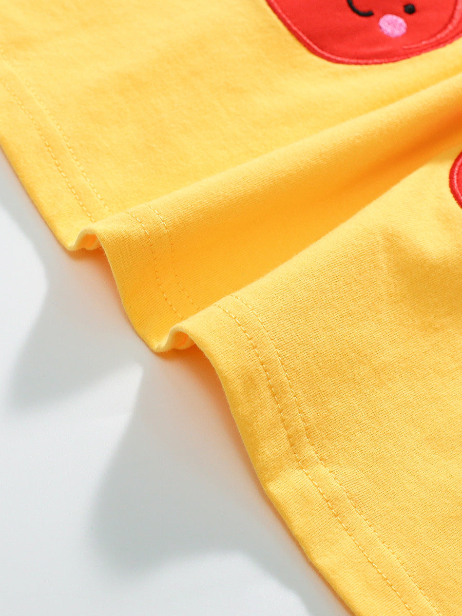 Best Selling Cheap Autumn Girls Cartoon Cherry Pattern Crew Neck Long Sleeves Yellow Dress, MyKids-USA®, Baby & Toddler Dresses, MyKids-USA - - - - - - -