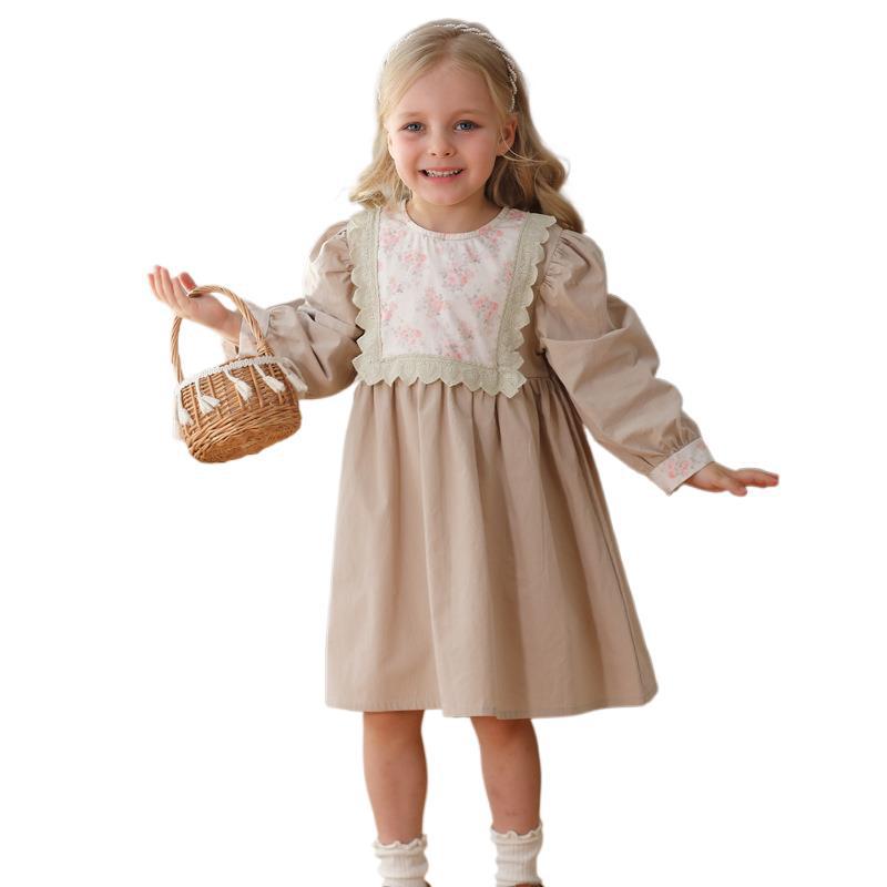 Arrival Autumn Girls Princess Crew Neck Long Sleeves Flowers Printed Patchwork Dress, MyKids-USA®, Baby & Toddler Dresses, MyKids-USA - - - - - - -