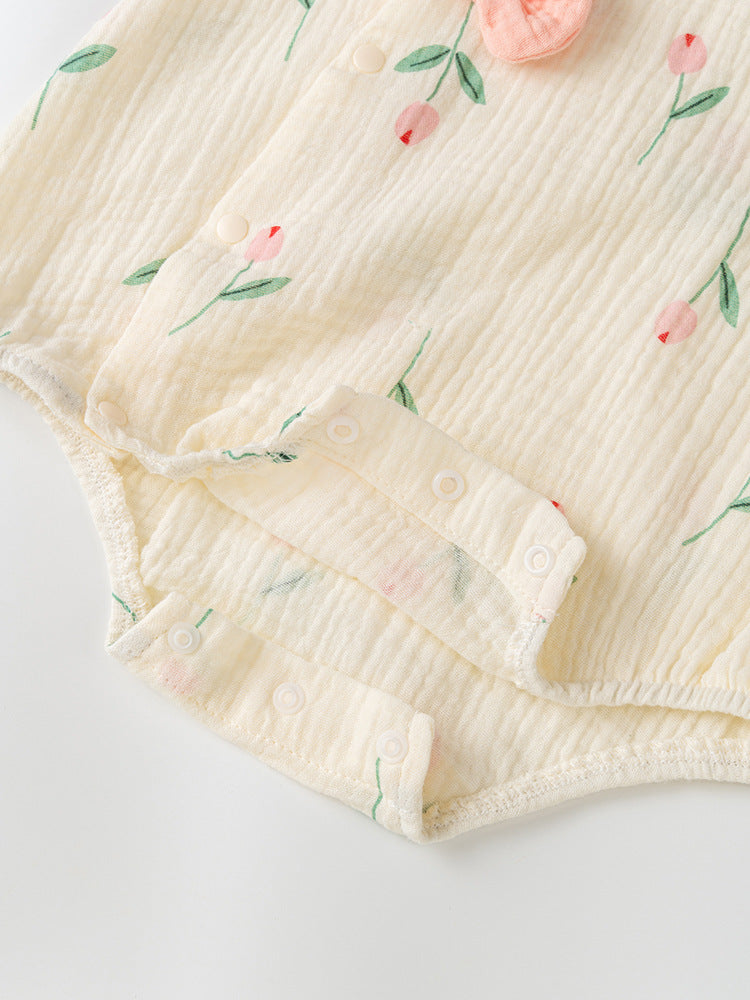 Summer Design Baby Girls Light Floral Pattern Embroidery Fly Sleeves Crew Neck Sweet Cute Onesies, MyKids-USA®, Baby One-Pieces, MyKids-USA - - - - - - -