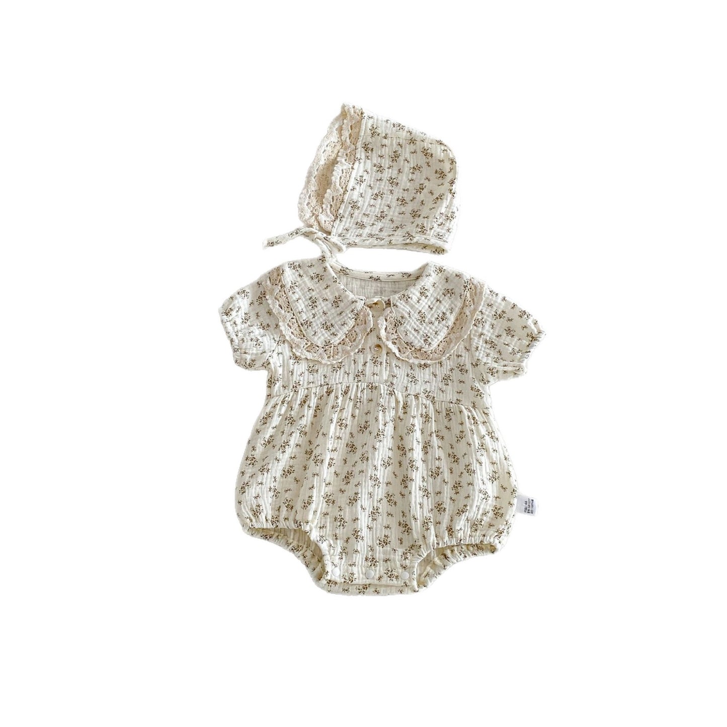 Summer Arrival Baby Girls Short Sleeves Flowers Pattern Vintage Bodysuit with Hat, MyKids-USA®, Baby & Children's One-Pieces, MyKids-USA - - - - - - - .