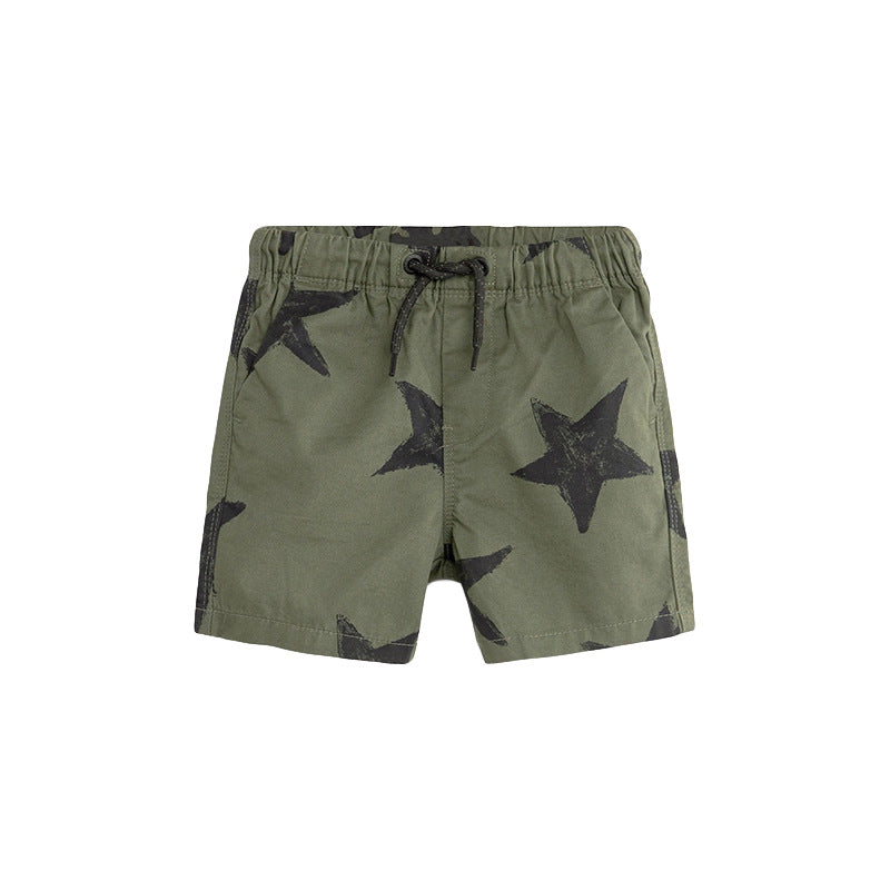 Boys Army Green Soft Casual Stars Print Capri Pants Shorts, MyKids-USA®, Baby & Toddler Bottoms, MyKids-USA - - - - - - -