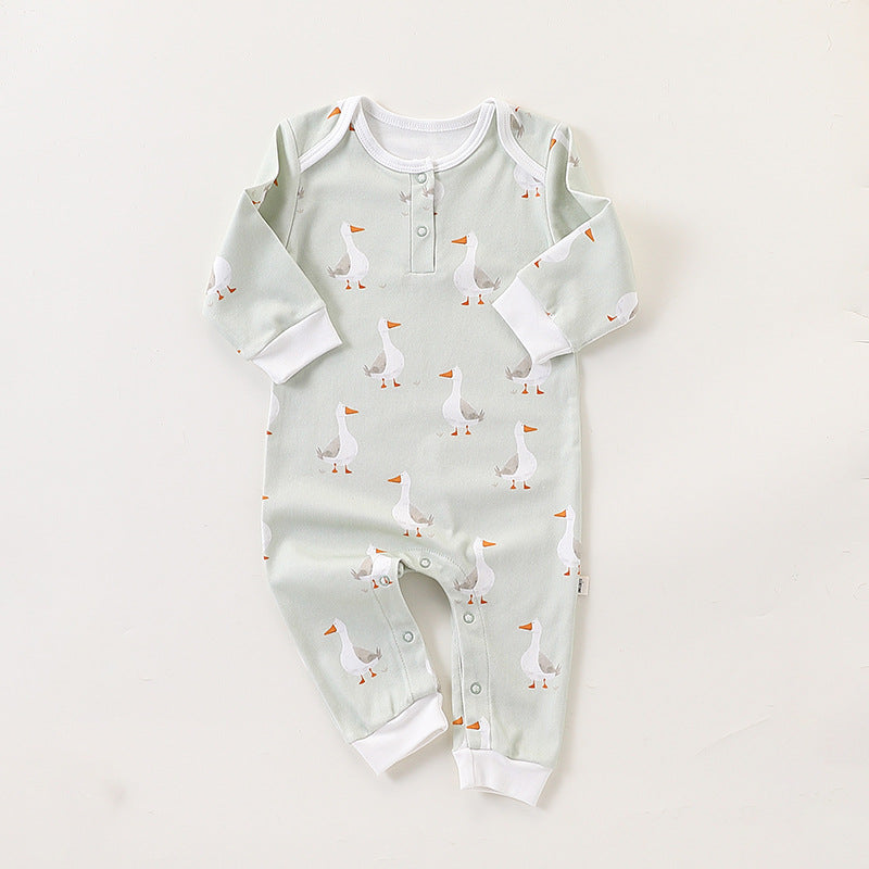 Autumn and Spring Arrival Baby Unisex Simple Animals Cartoon Pattern Long Sleeves Rompers, MyKids-USA®, Baby One-Pieces, MyKids-USA - Size/Age - 66 (3-6M) - Color - Green - - - TR2409261729-C