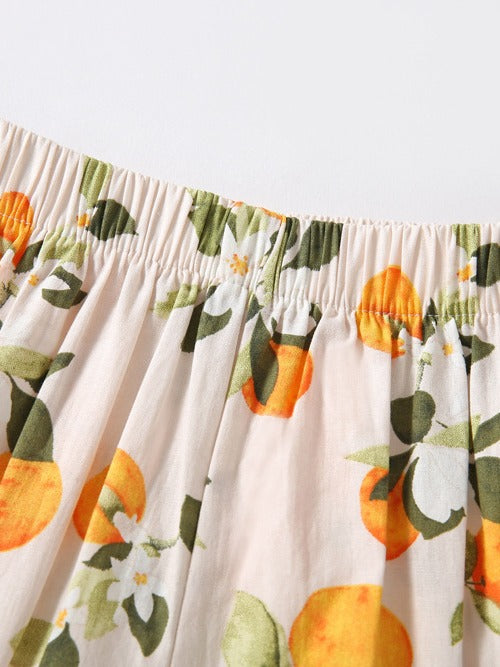 Summer Baby Kids Girls Solid Color Striped Pattern Fly Sleeves Top Shirt And Fruits Pattern Shorts Casual Clothing Set, MyKids-USA®, Baby & Toddler Outfits, MyKids-USA - - - - - - -