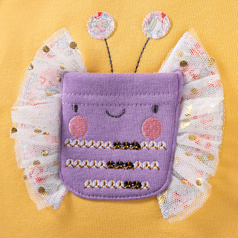 Autumn and Winter Arrival Cartoon Pattern Color Patchwork Long Sleeves Crew Neck Dress for Stylish Girls, MyKids-USA®, Baby & Toddler Dresses, MyKids-USA - - - - - - -