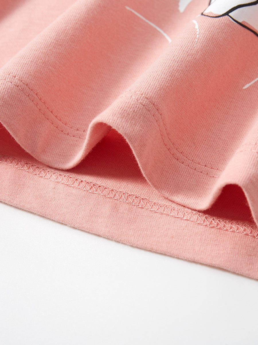 Round Neck Rabbit Cartoon Girls’ T-Shirt In European And American Style For Summer, MyKids-USA®, Baby & Toddler Tops, MyKids-USA - - - - - - -