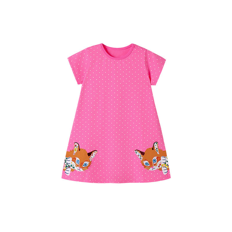 Summer Arrival Animals and Dots Pattern Short Sleeves Dress for Stylish Girls, MyKids-USA®, Baby & Toddler Dresses, MyKids-USA - - - - - - -