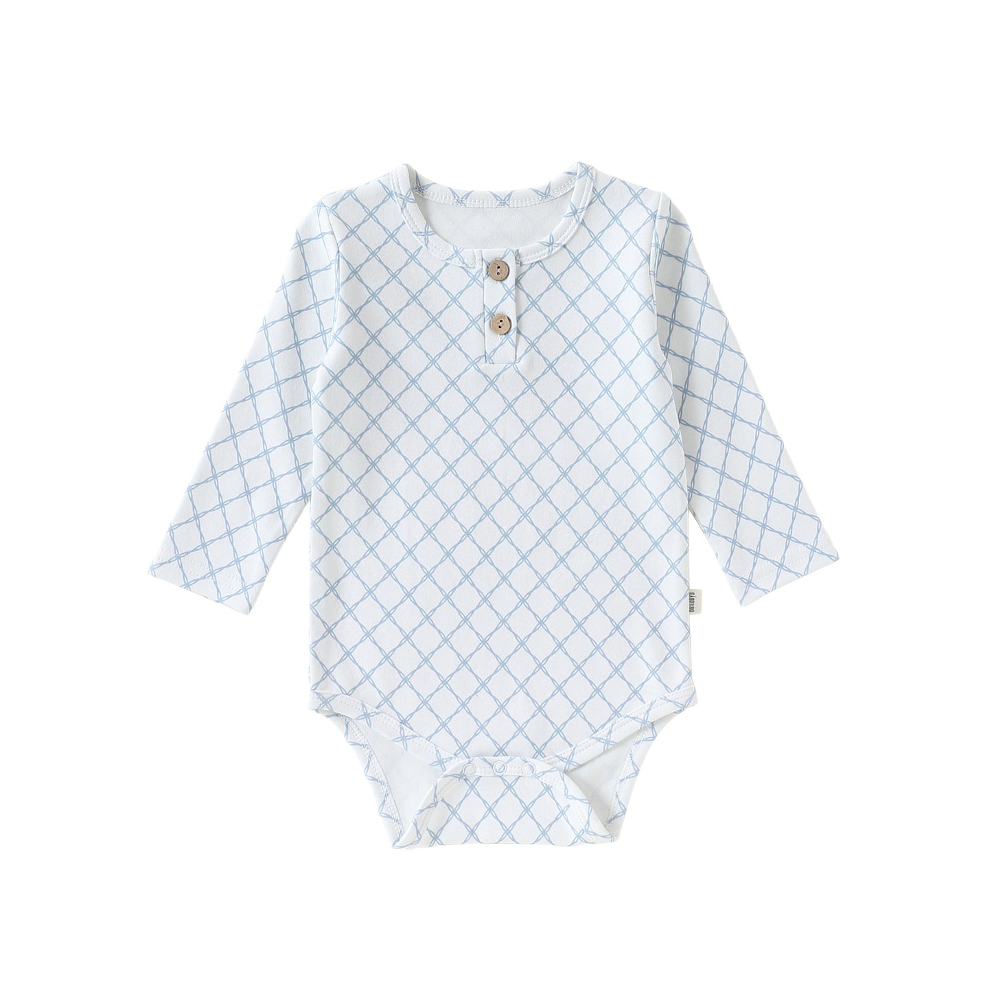 Spring Arrival Baby Unisex Long Sleeves Geometric Pattern Crew Neck Bodysuit, MyKids-USA®, Bodysuits, MyKids-USA - Size/Age - 66 (3-6M) - Color - Light Blue - - - TR2602011447-D.