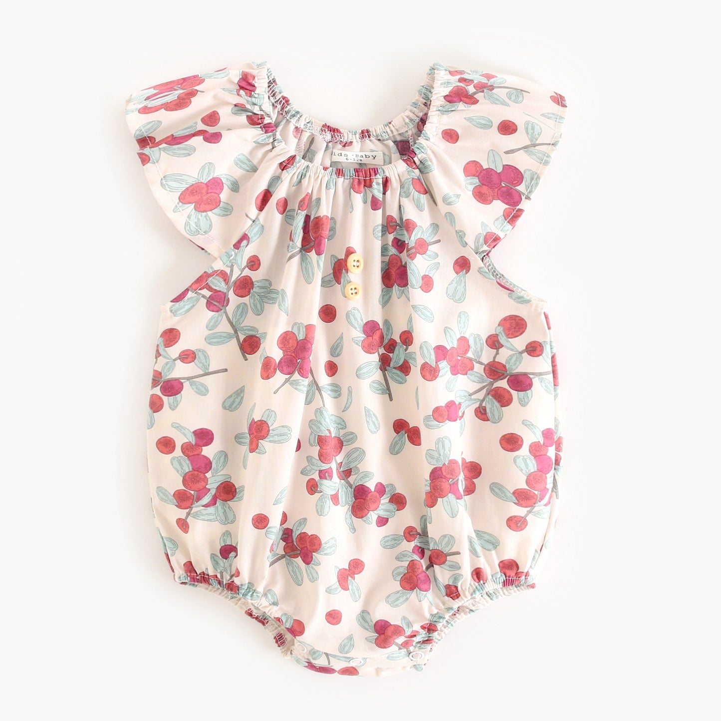 Summer Design Baby Girls Oil Style Fruit Print Fly Sleeves Crew Neck Onesies, MyKids-USA®, Baby One-Pieces, MyKids-USA - Size/Age - 66 (3-6M) - Color - Red - - - TR2404141206-B