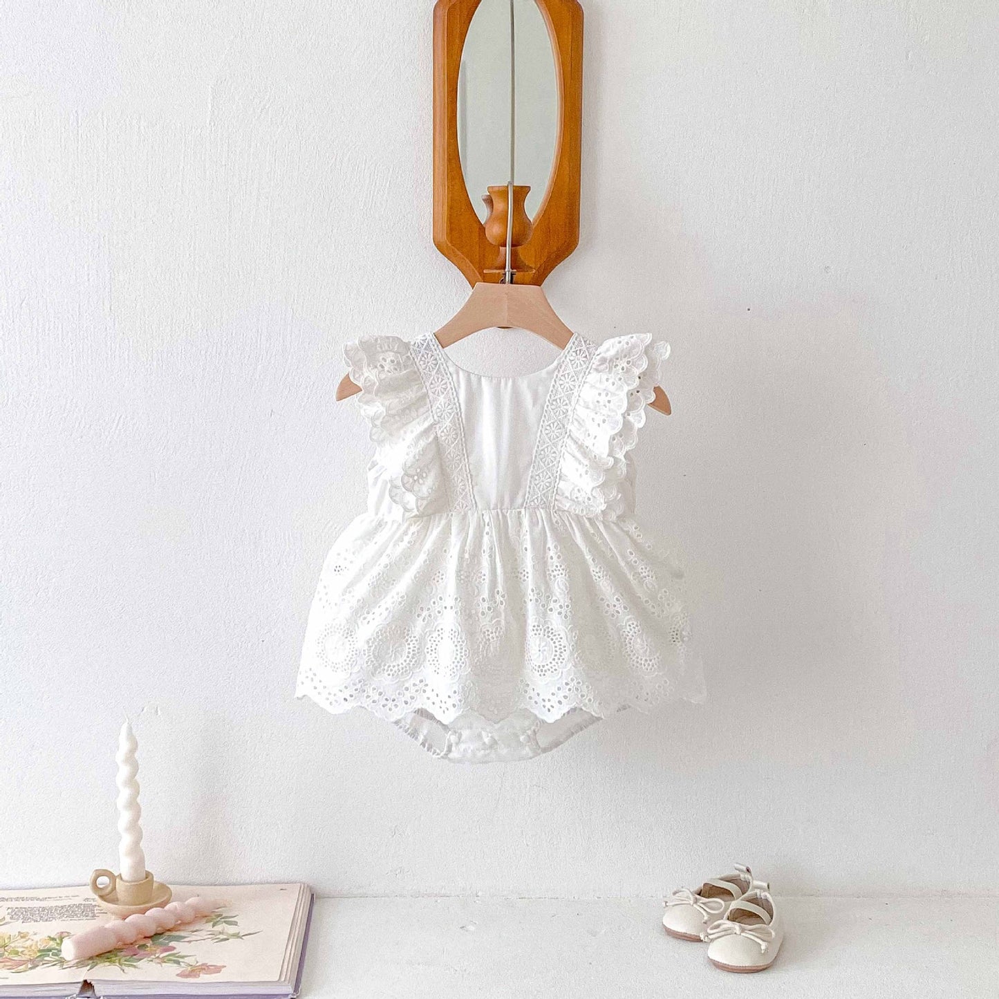 Summer Arrival Baby Girls Cute Beige Sleeveless Flowers Hollow-out Pattern Onesies, MyKids-USA®, Baby One-Pieces, MyKids-USA - - - - - - -