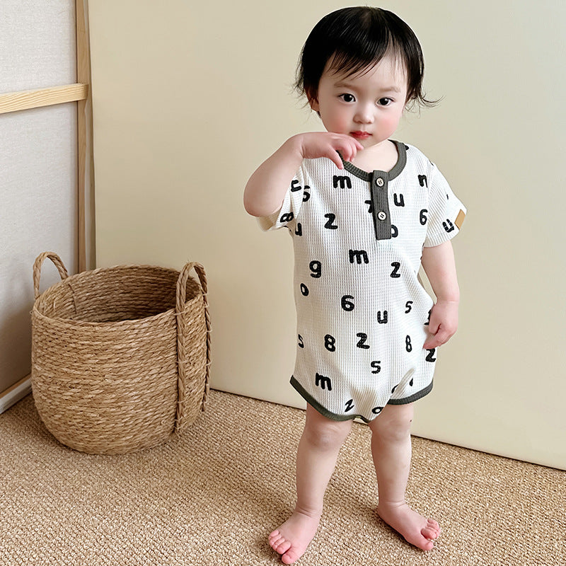 Baby Unisex Letters Pattern Round Neck Short-Sleeve Onesies In Summer, MyKids-USA®, Baby One-Pieces, MyKids-USA - - - - - - -
