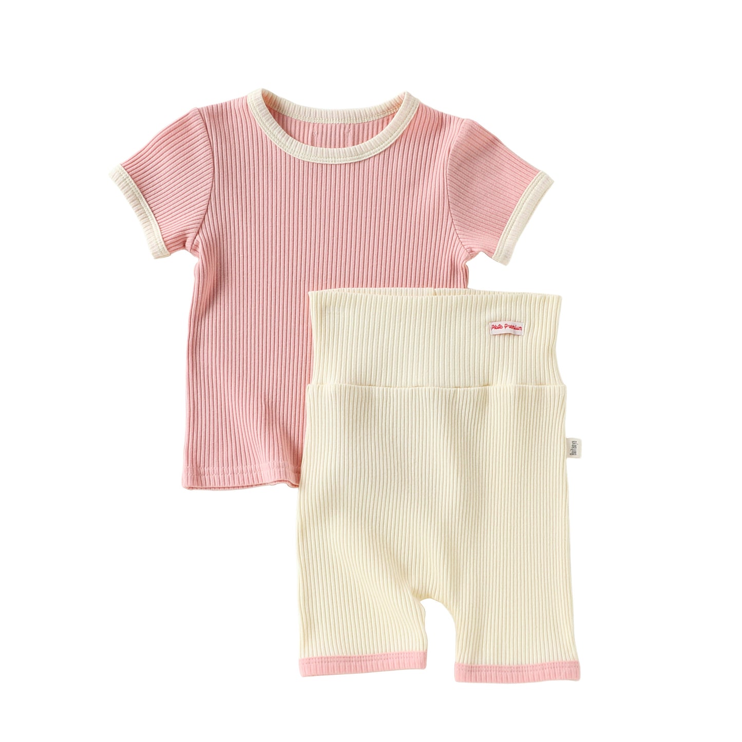 Summer Arrival Baby Kids Boys and Girls Short Sleeves T-Shirt and Shorts Color Patchwork Clothing Sets, MyKids-USA®, Baby & Children's Outfits, MyKids-USA - Size/Age - 73 (6-9M) - Color - Pink - - - TR2605011558-B.