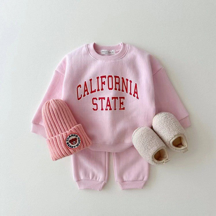 Winter and Autumn Kids Unisex Casual Letters Pattern Long Sleeves Top Pullover and Pants Clothing Set, MyKids-USA®, Baby & Toddler Outfits, MyKids-USA - Size/Age - 66 (3-6M) - Color - Pink - - - TR2411172333-C
