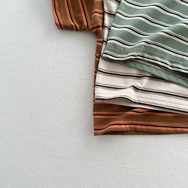 Summer Arrival Kids Unisex Soft Comfortable Short Sleeves Striped Thin Top Casual T-Shirt, MyKids-USA®, Baby & Toddler Tops, MyKids-USA - - - - - - -