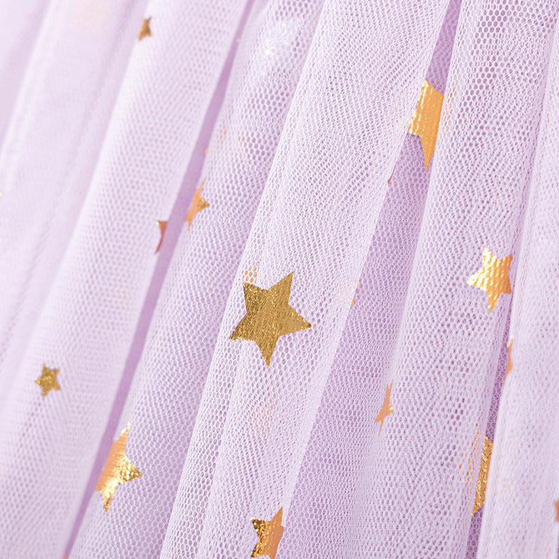 Summer Arrival Stars and Letters Pattern Short Sleeves Tulle Patchwork Dress for Stylish Girls, MyKids-USA®, Baby & Toddler Dresses, MyKids-USA - - - - - - - .