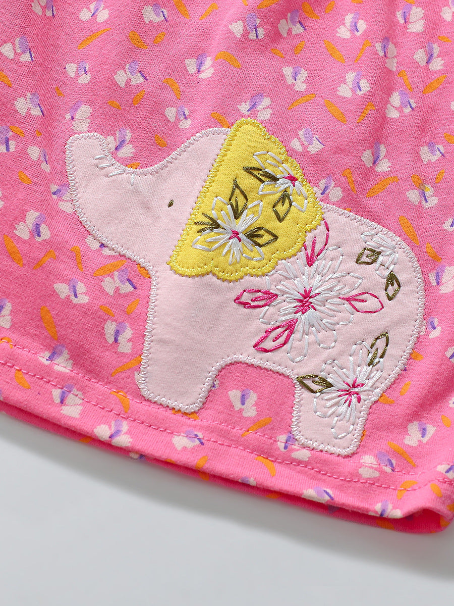 Arrival Autumn Girls Cartoon Elephant And Flowers Pattern Ruffle Neck Long Sleeves Princess Dress, MyKids-USA®, Baby & Toddler Dresses, MyKids-USA - - - - - - -