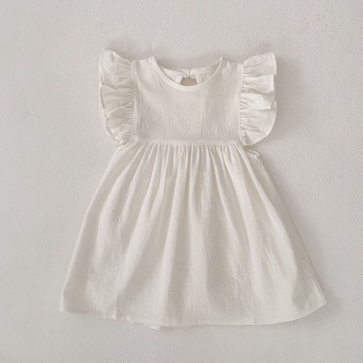 Summer Arrival Solid Color Fly Sleeves Crew Neck Dress for Stylish Girls, MyKids-USA®, Baby & Toddler Dresses, MyKids-USA - - - - - - -